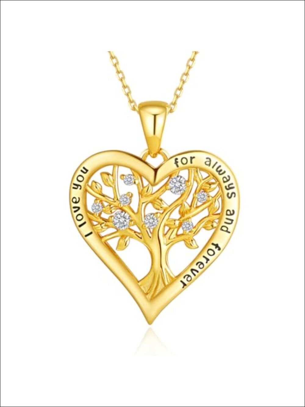 18K Gold Plated Cubic Zirconia Tree of Life Pendant Necklace for Women